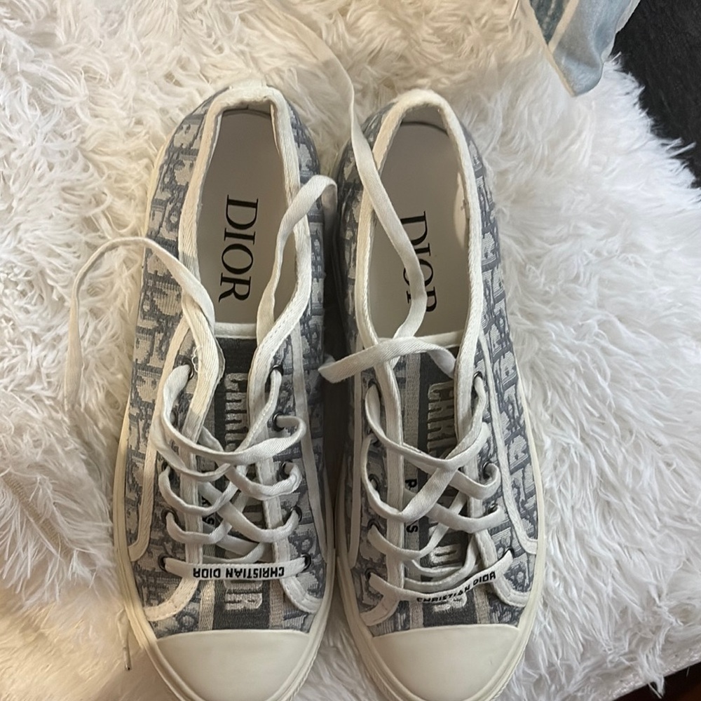 Dior Monogram Canvas Sneakers in Gray and Cream , $500 - Picture 2 of 7